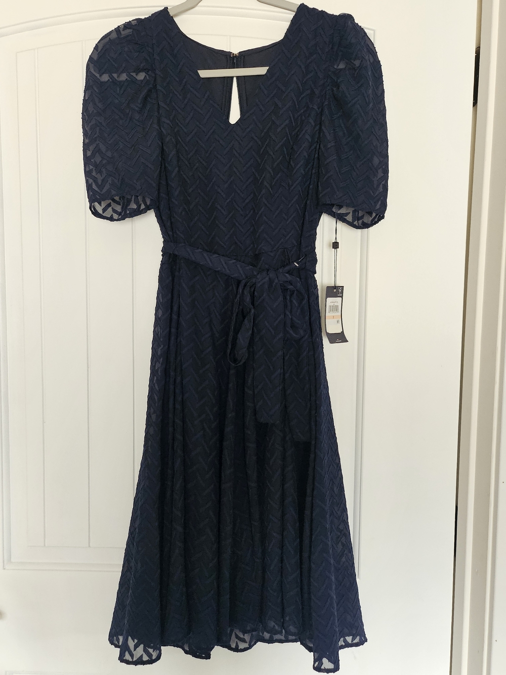 Tommy Hilfiger Navy Dress with Subtle Chevron Texture